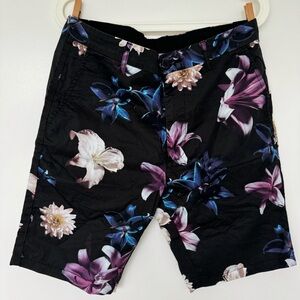 Stussy Black Floral Flower Short